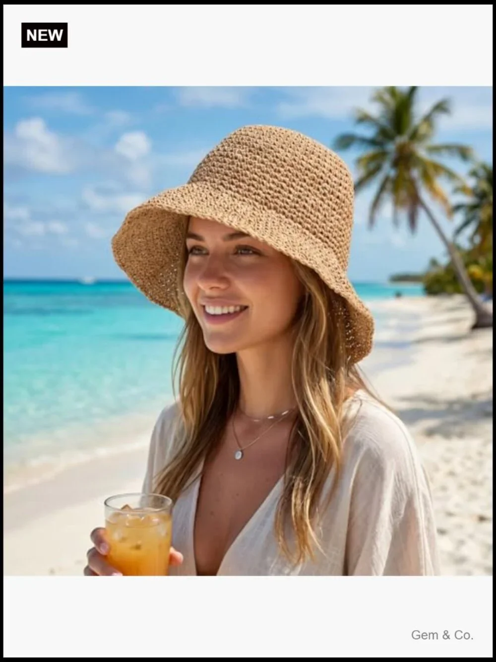 Women Straw Sun Hat Wide Brim Foldable Beach Lightweight Packable Travel